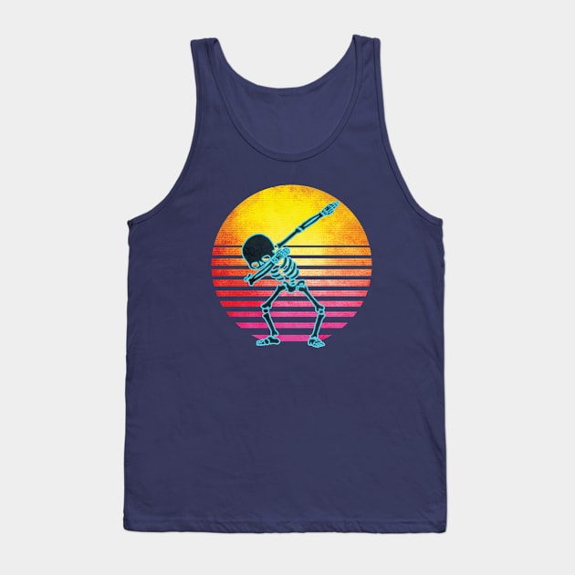 Neon Dabbing Skeleton Retro 1980s Tank Top by GWENT